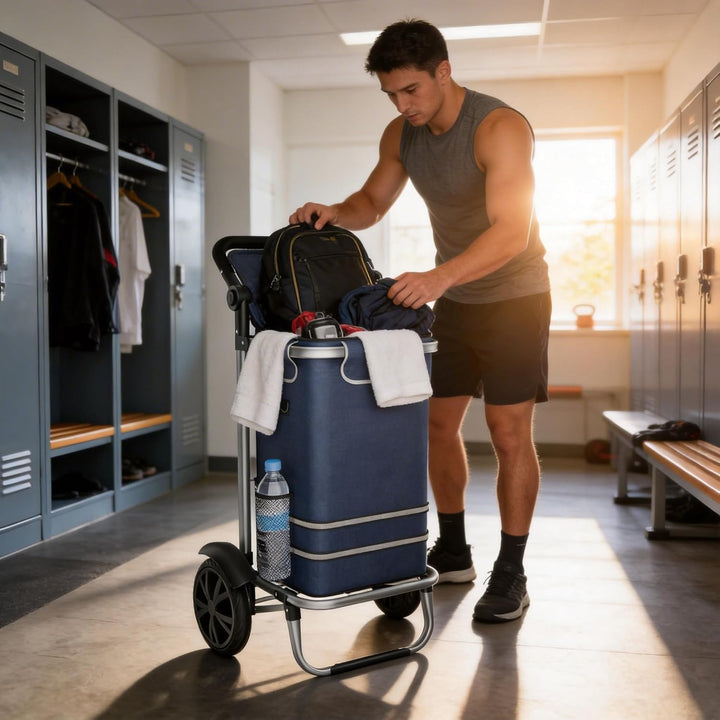 3in1 Klappbarer Einkaufstrolley 56L | Einkaufsroller mit Umhängetasche & Sackkarre | Einkaufswagen B