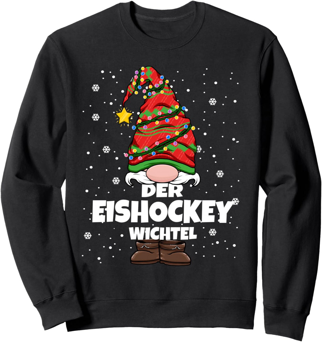 Eishockey Wichtel Weihnachts-Wichtel Design Damen Herren Sweatshirt