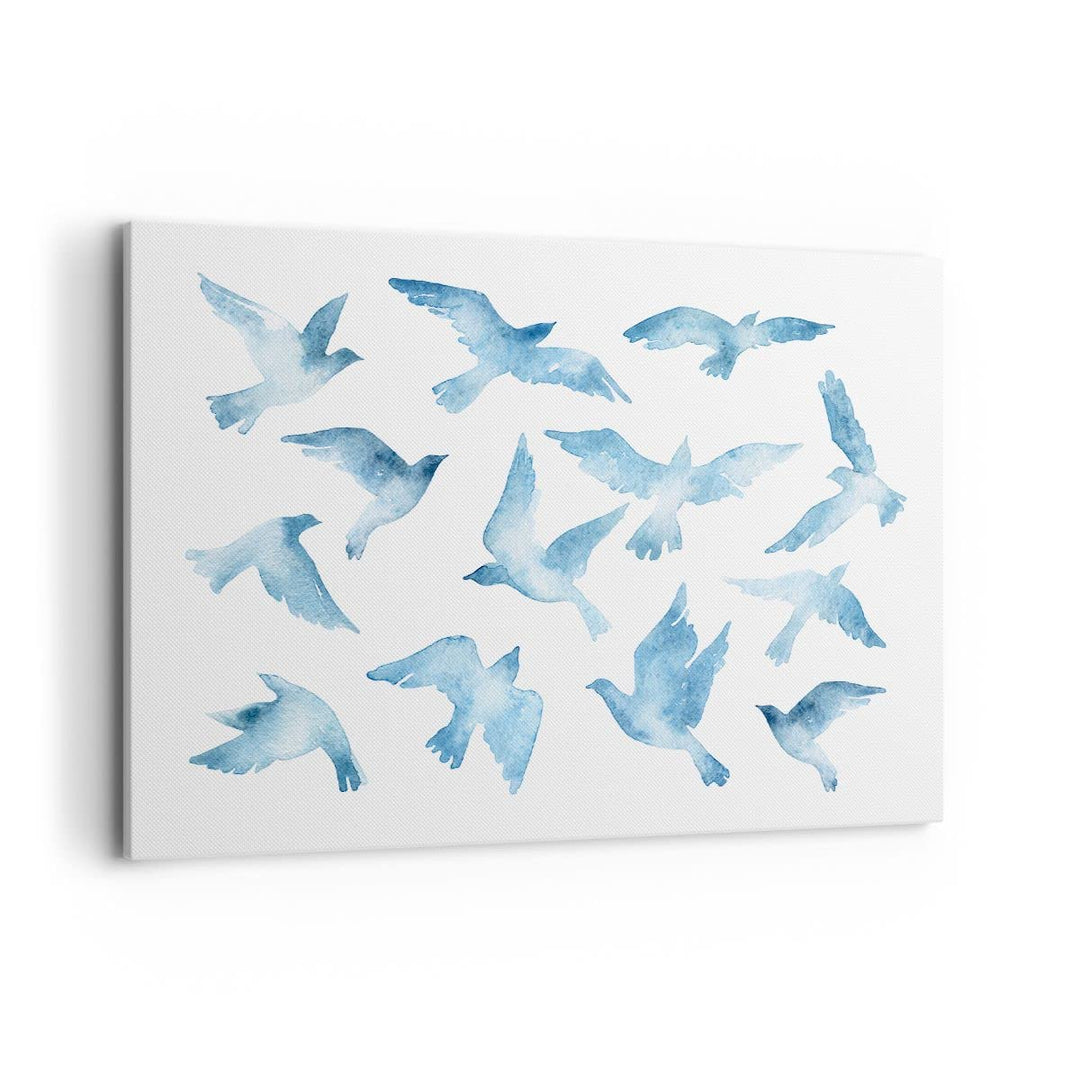 Bilder auf Leinwand 100x70cm Leinwandbild Vögel digital Wolke Taube Gross Wanddeko Bild Schlafzimmer