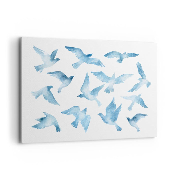 Bilder auf Leinwand 100x70cm Leinwandbild Vögel digital Wolke Taube Gross Wanddeko Bild Schlafzimmer