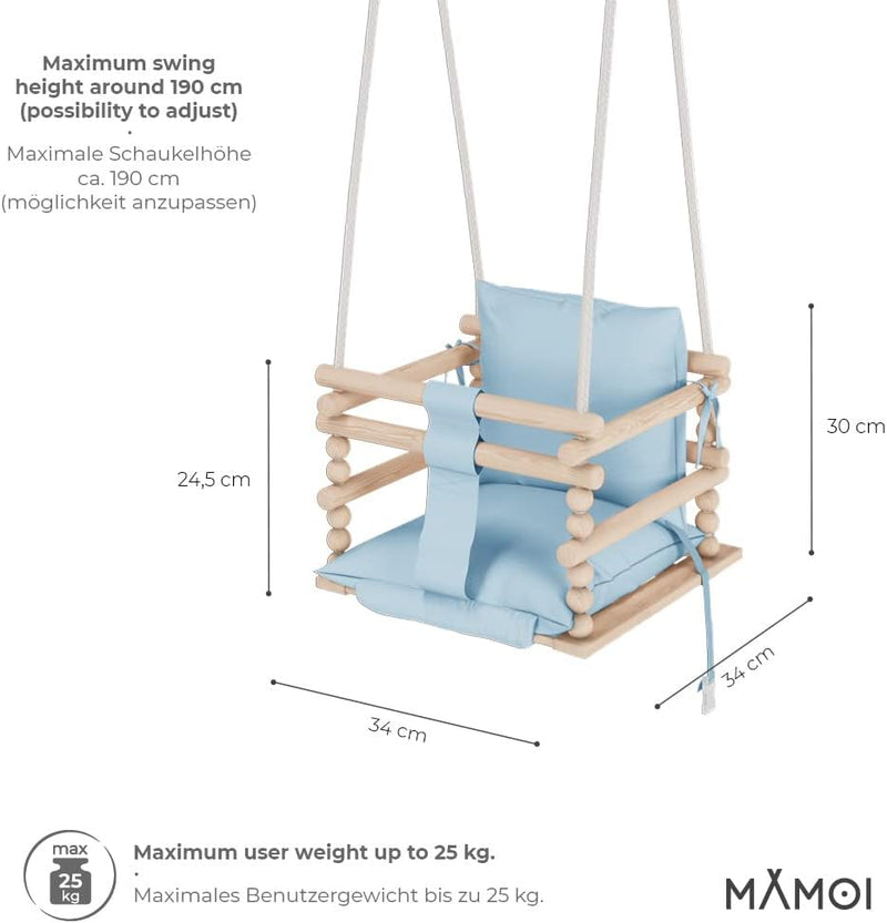 MAMOI® Babyschaukel, Schaukel Indoor, Holzschaukel für Baby und Kinder, Kinderschaukel, Schaukeln au