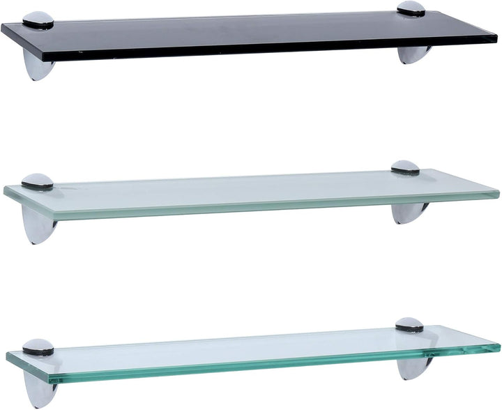 Rapid Teck Glas Wandregal Schwarz Glanz 70cm x 10cm - Glasregal mit 8mm ESG Sicherheitsglas - Glasre