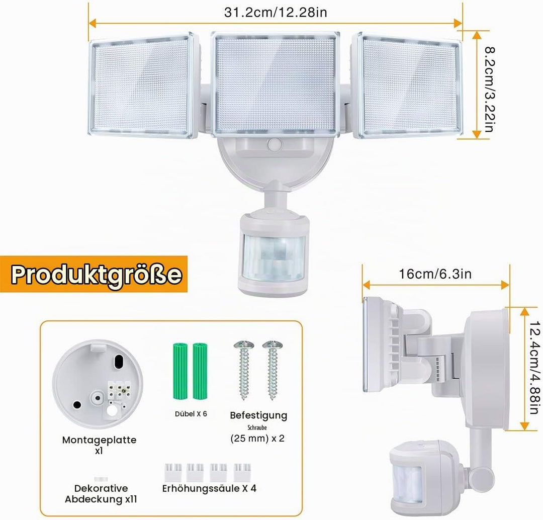 SOLLA led strahler mit bewegungsmelder, 40 W 3000LM Superhell LED Fluter Aussen, IP65 Wasserdicht PI