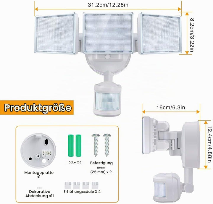 SOLLA led strahler mit bewegungsmelder, 40 W 3000LM Superhell LED Fluter Aussen, IP65 Wasserdicht PI