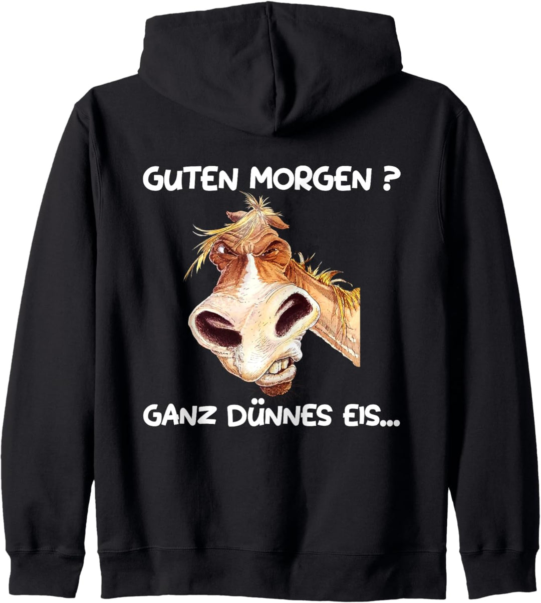Guten Morgen? Ganz dünnes Eis! Kaffee Spruch Lustig Pferd Kapuzenjacke