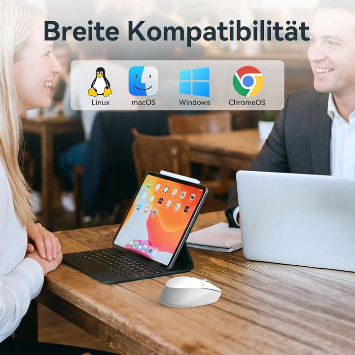 TECKNET Classic Kabellose Maus, Silent Bluetooth Maus (Tri-Modus BT5.2/3.0+2.4G), Wiederaufladbar Er