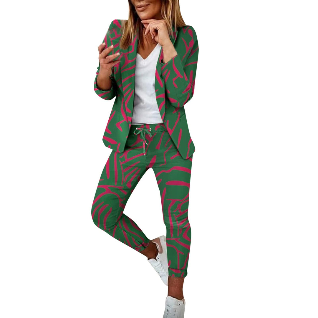 Damen Elegant Business Anzug Set 2-teilig Hosenanzug Blazer Hose Anzug Karo Kariert Zweiteiler Slimf