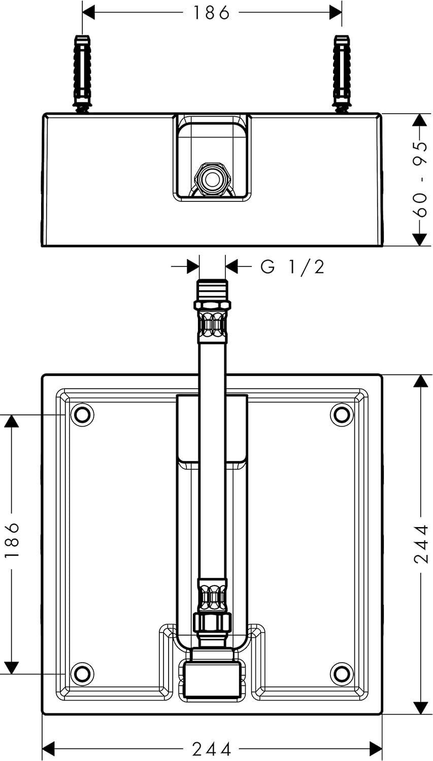 hansgrohe Grundkörper für Raindance Air Duschkopf, 260x260, Mehrfarbig passender Grundkörper, passen