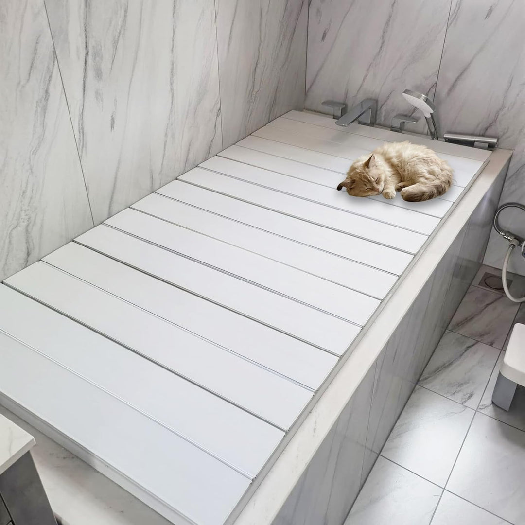 Badewannenabdeckung, 160×70×0,7cm PVC Faltbar Badewanne Brett | Staubdichtes wasserdichte Badewannen