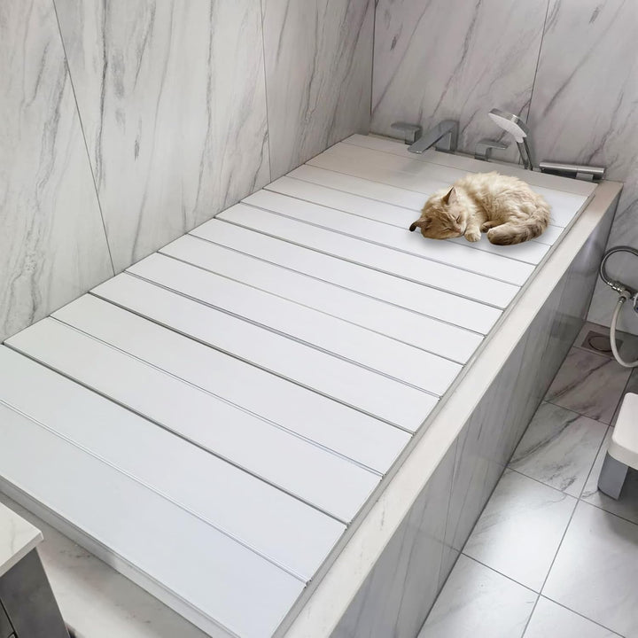Badewannenabdeckung, 160×70×0,7cm PVC Faltbar Badewanne Brett | Staubdichtes wasserdichte Badewannen