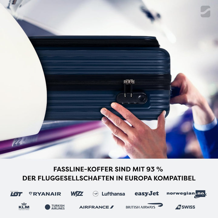 FASSLINE Reisekoffer Mittelgross 66x46x25 cm 64l, Reisegepäck, Hartschale aus ABS, Vier 360°-Spinner