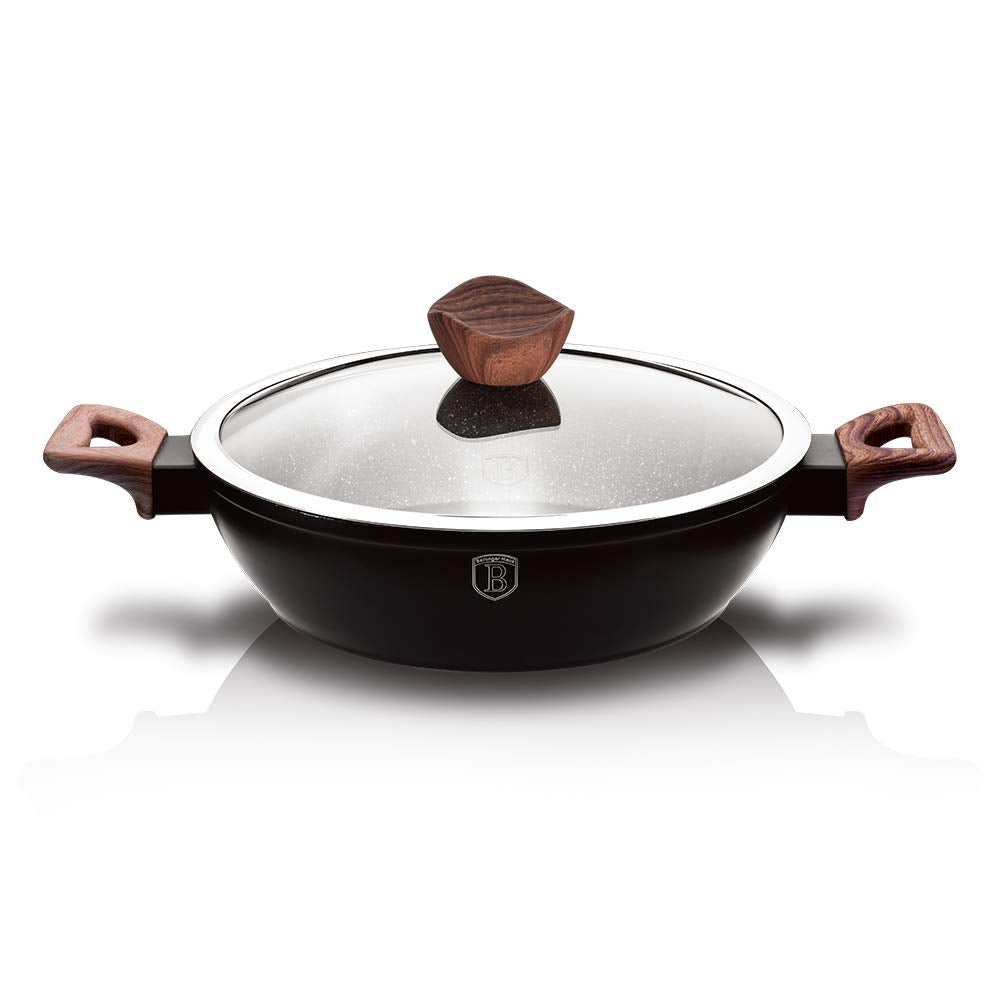 Berlinger Haus Ebony Rosewood Collection Shallow Pfanne mit Deckel, 28 cm BH/1739 Rosewood Edelstahl