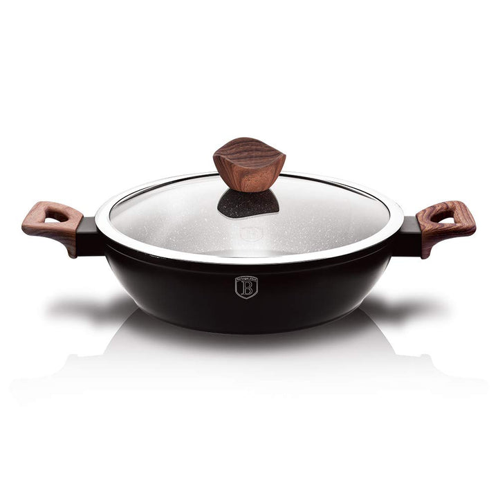 Berlinger Haus Ebony Rosewood Collection Shallow Pfanne mit Deckel, 28 cm BH/1739 Rosewood Edelstahl