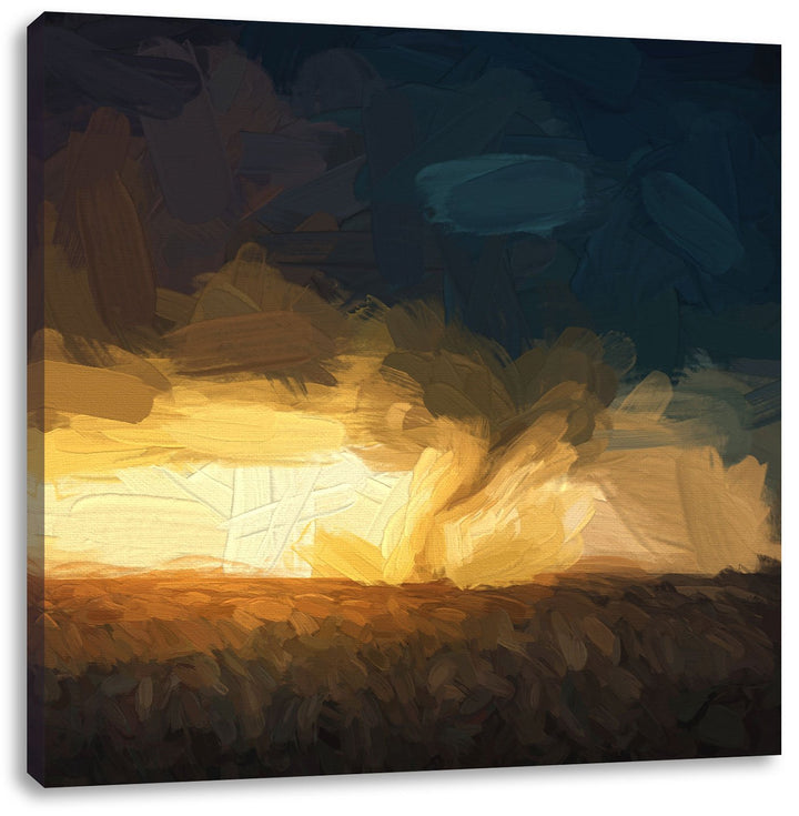 Pixxprint Naturgewalt Tornado Pinsel Effekt, Format: 70x70 auf Leinwand, 70x70