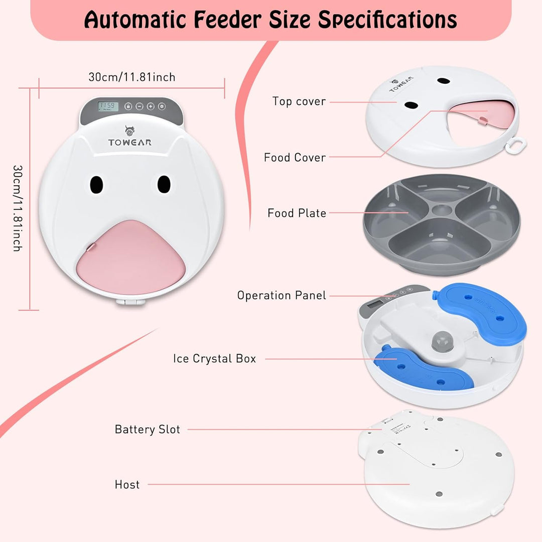 Automatischer Futterspender für Katzen mit Digitalanzeige und Timer für nasse oder trockene Futter,