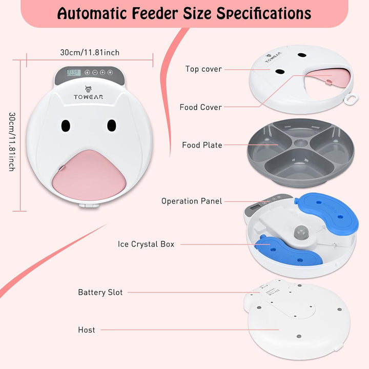 Automatischer Futterspender für Katzen mit Digitalanzeige und Timer für nasse oder trockene Futter,