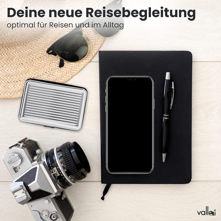 VALLET® Kreditkartenetui aus Aluminium | Ideal als Kartenetui & Visitenkarten Etuis | NFC & RFID Sch