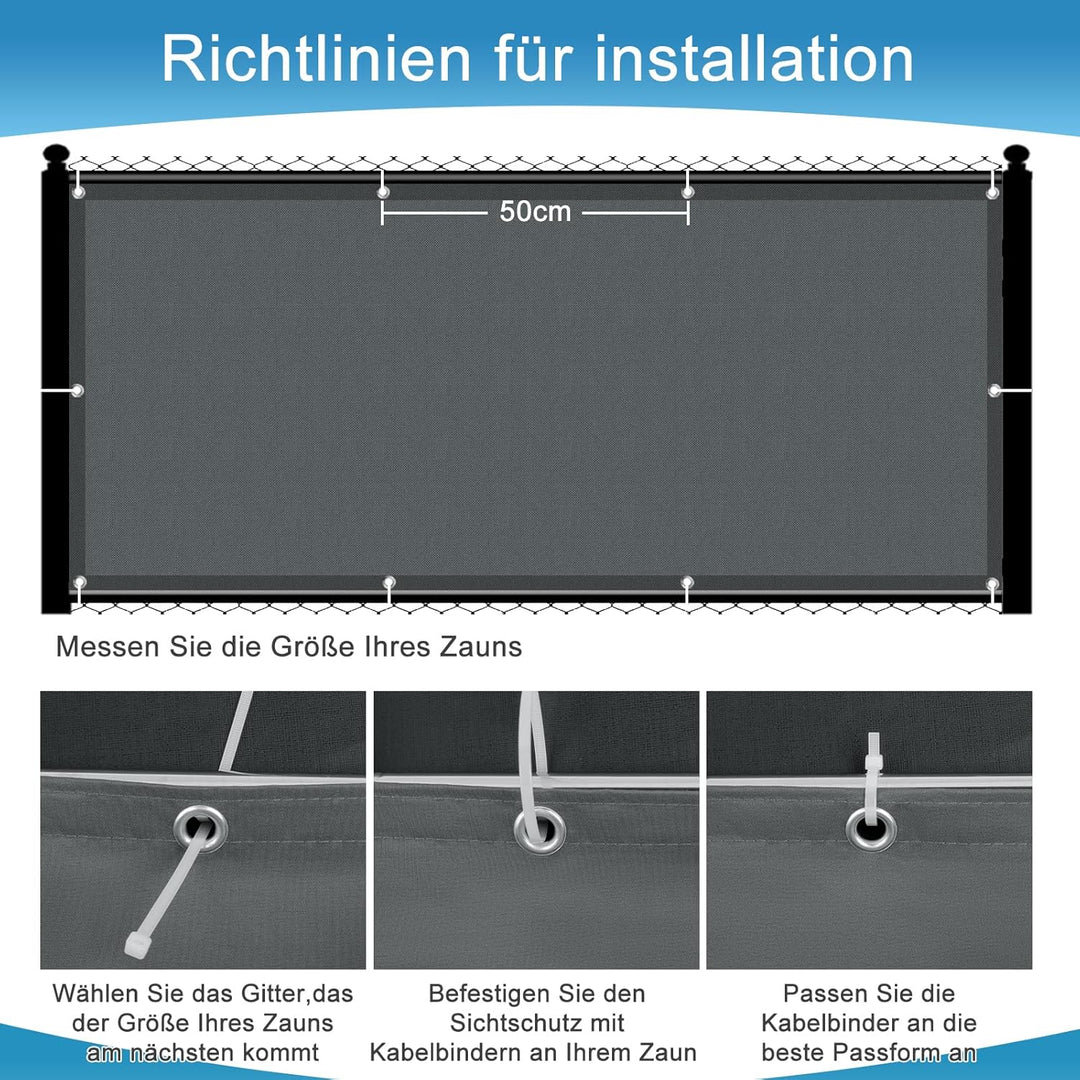 SUNNY GUARD Balkon Sichtschutz Wetterfest 70x300cm Balkonverkleidung Balkonabdeckung Balkonumspannun