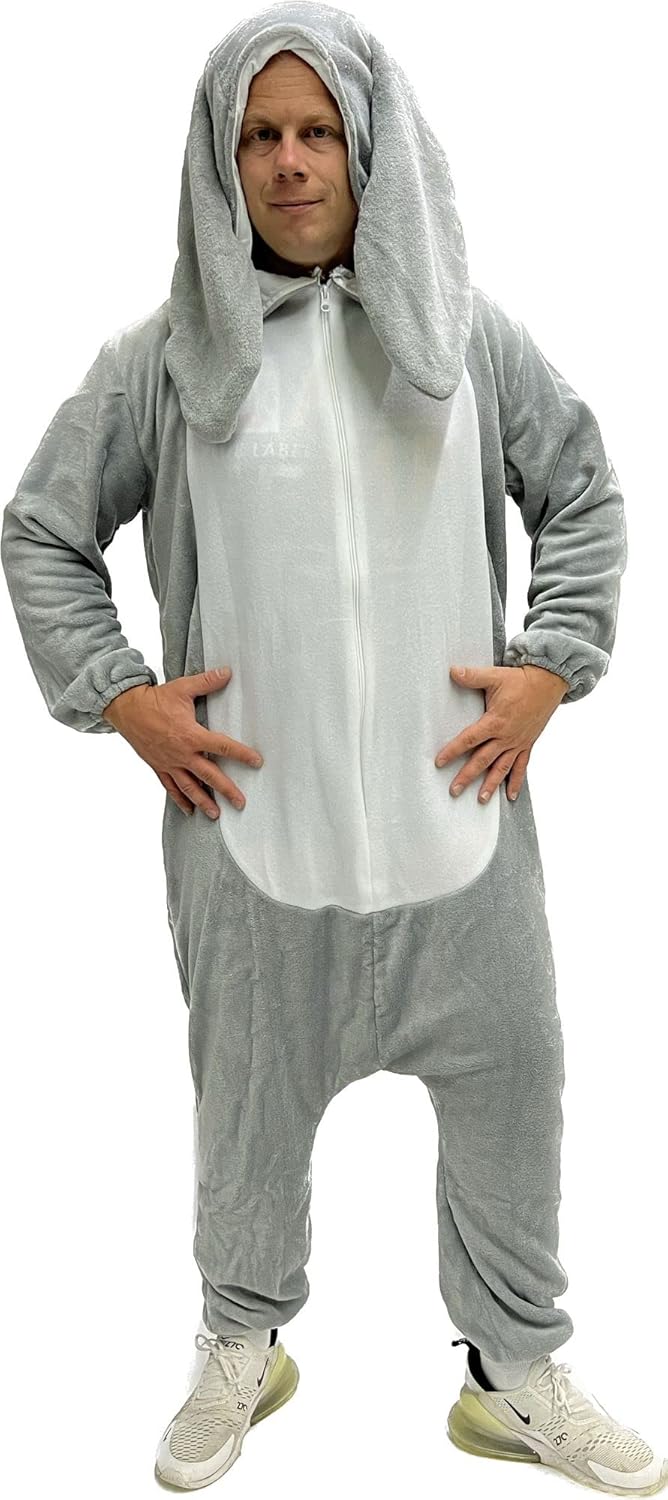 Bad Taste graues Hasenkostüm für Erwachsene - Grösse S-XXL für Damen und Herren - Hasen Kostüm mit S