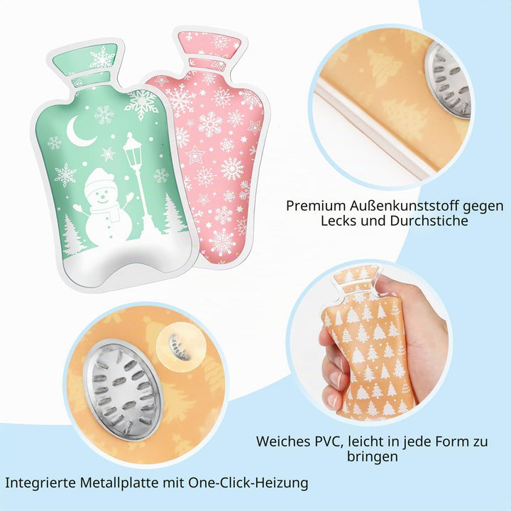 Handwärmer Taschenwärmer Set, 6 Stücke Taschenwärmer Wiederverwendbar Kinder mit Winter Motiven, Kle