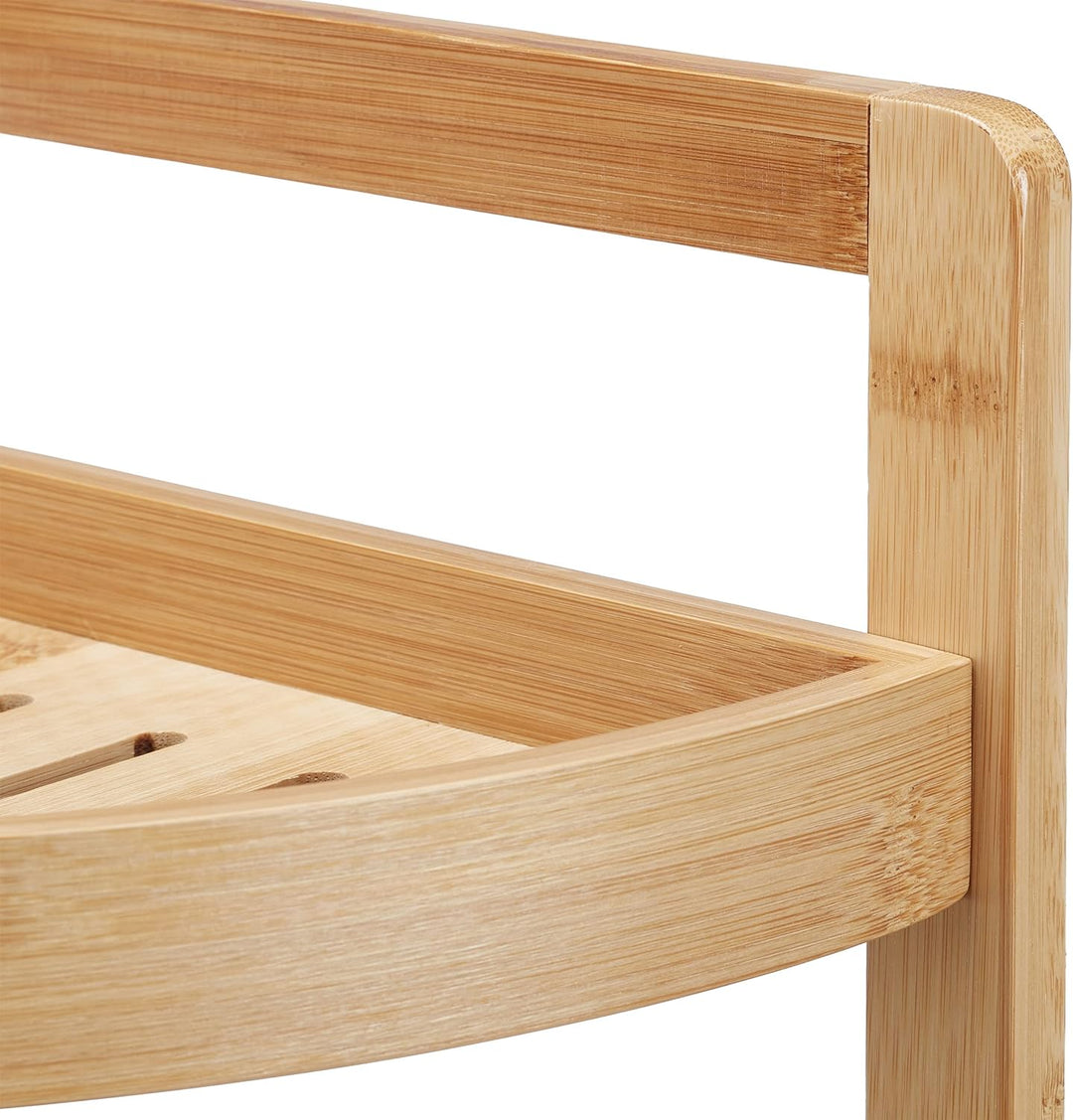 Relaxdays Eckregal Bambus, 3 halbrunde Ablagen, HBT: 90 x 36,5 x 26 cm, Standregal Bad &amp; Küche, plat