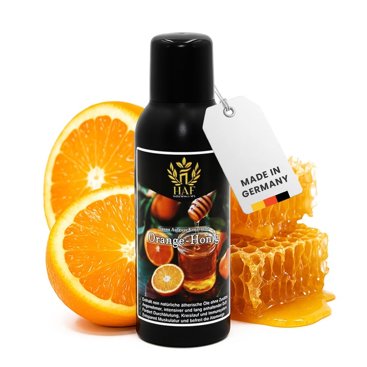 HAF Saunaaufguss Orange Honig 250 ml - Sauna Aufgussmittel mit natürlichen ätherischen Ölen - Saunad