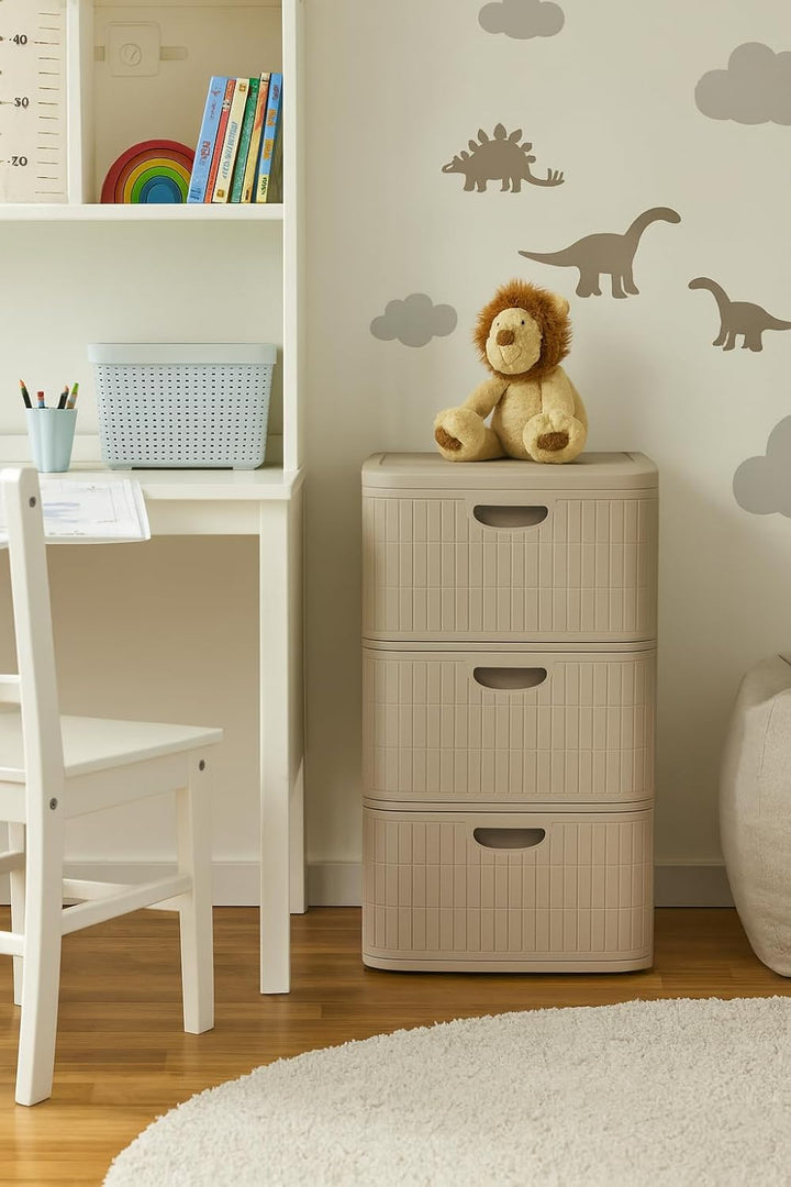 Kreher® XL Rollbarer Schubladenschrank Rollcontainer Nischenschrank aus Kunststoff in Rillen-Optik m