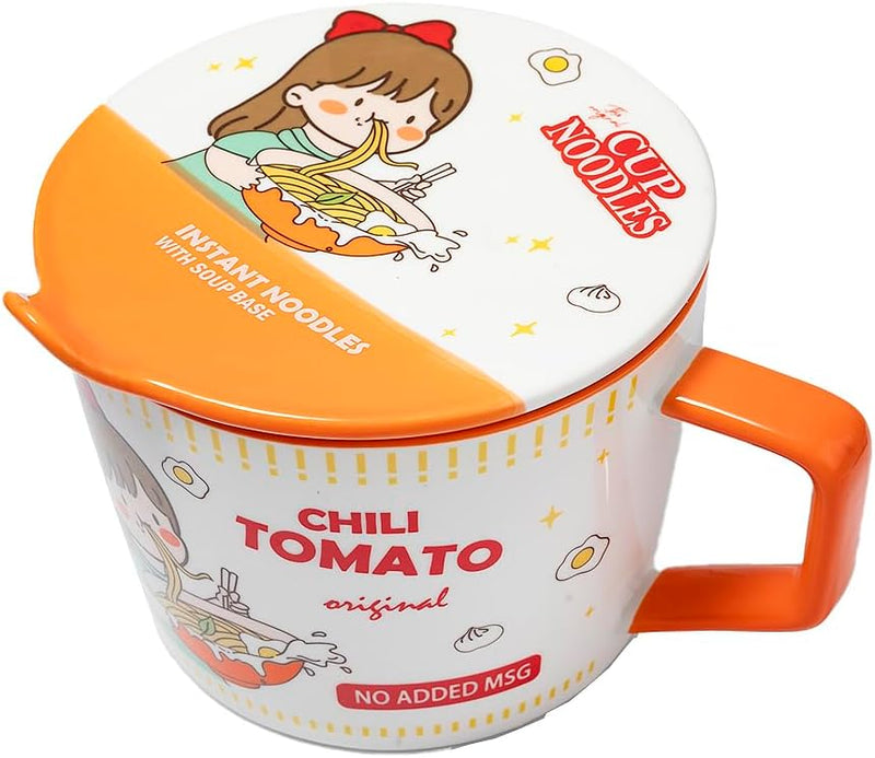 lachineuse - Instant-Nudel-Schale – japanische Ramen-Schale & chinesische Nudeln mit Besteck & Decke