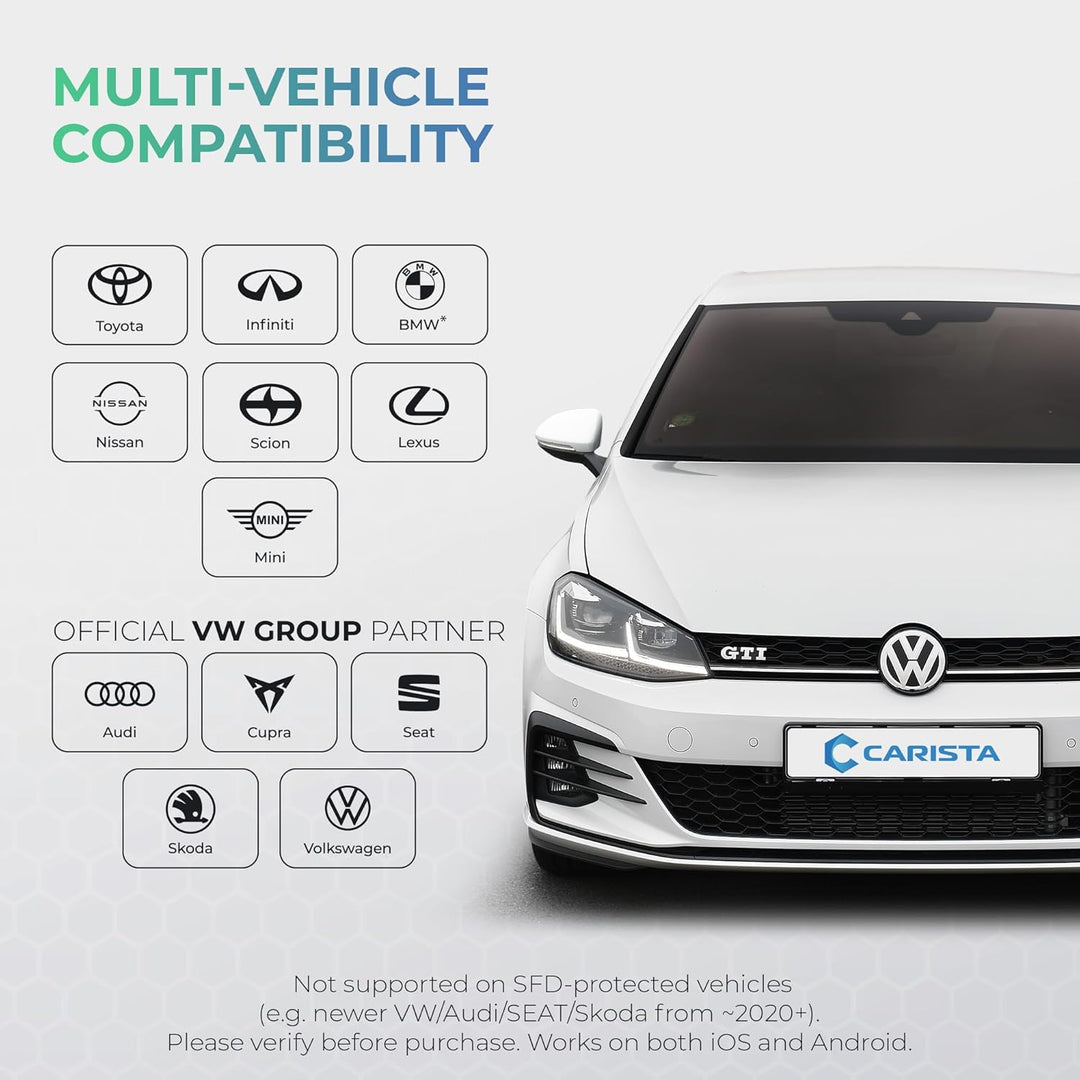 Carista OBD2 Bluetooth-Adapter und -App: Diagnose, Anpassung, Wartung, Live-Daten für Ihres Audi, BM