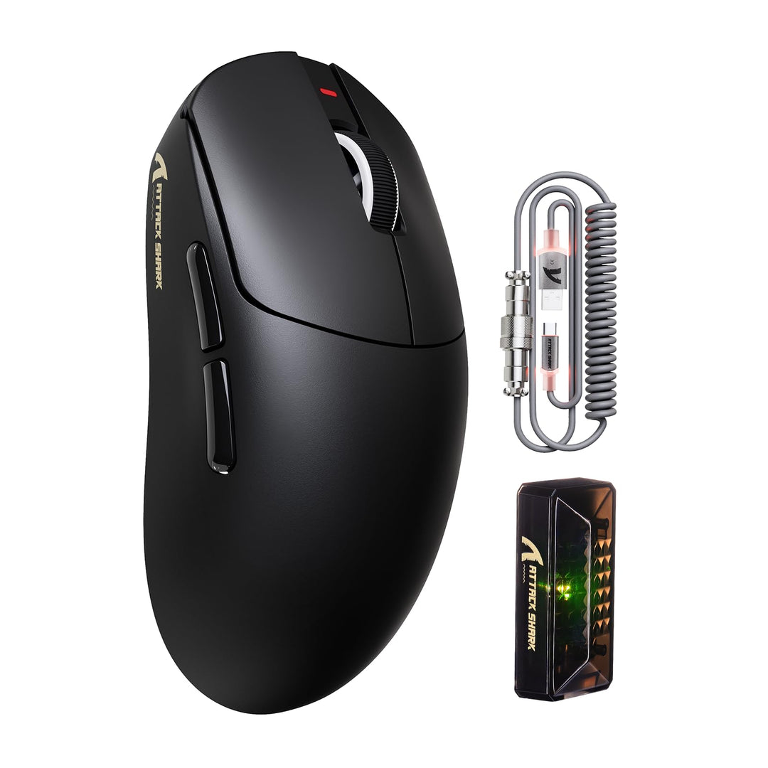 ATTACK SHARK X8PRO 55g ultraleichte Kabellose Gaming-Maus mit Spiralkabel, Mittelgrosse/Grosse Hände