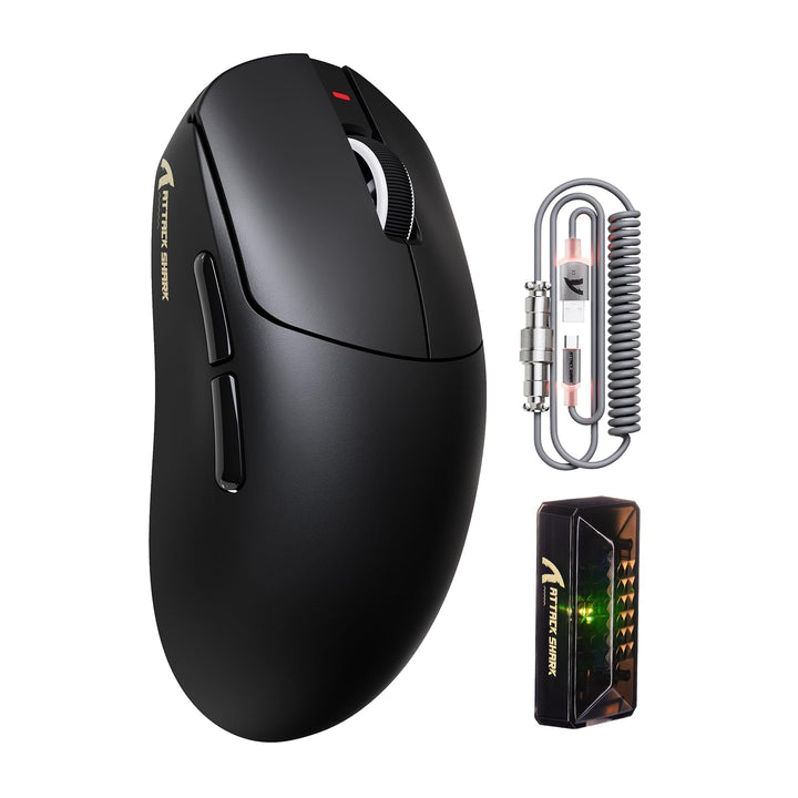 ATTACK SHARK X8PRO 55g ultraleichte Kabellose Gaming-Maus mit Spiralkabel, Mittelgrosse/Grosse Hände