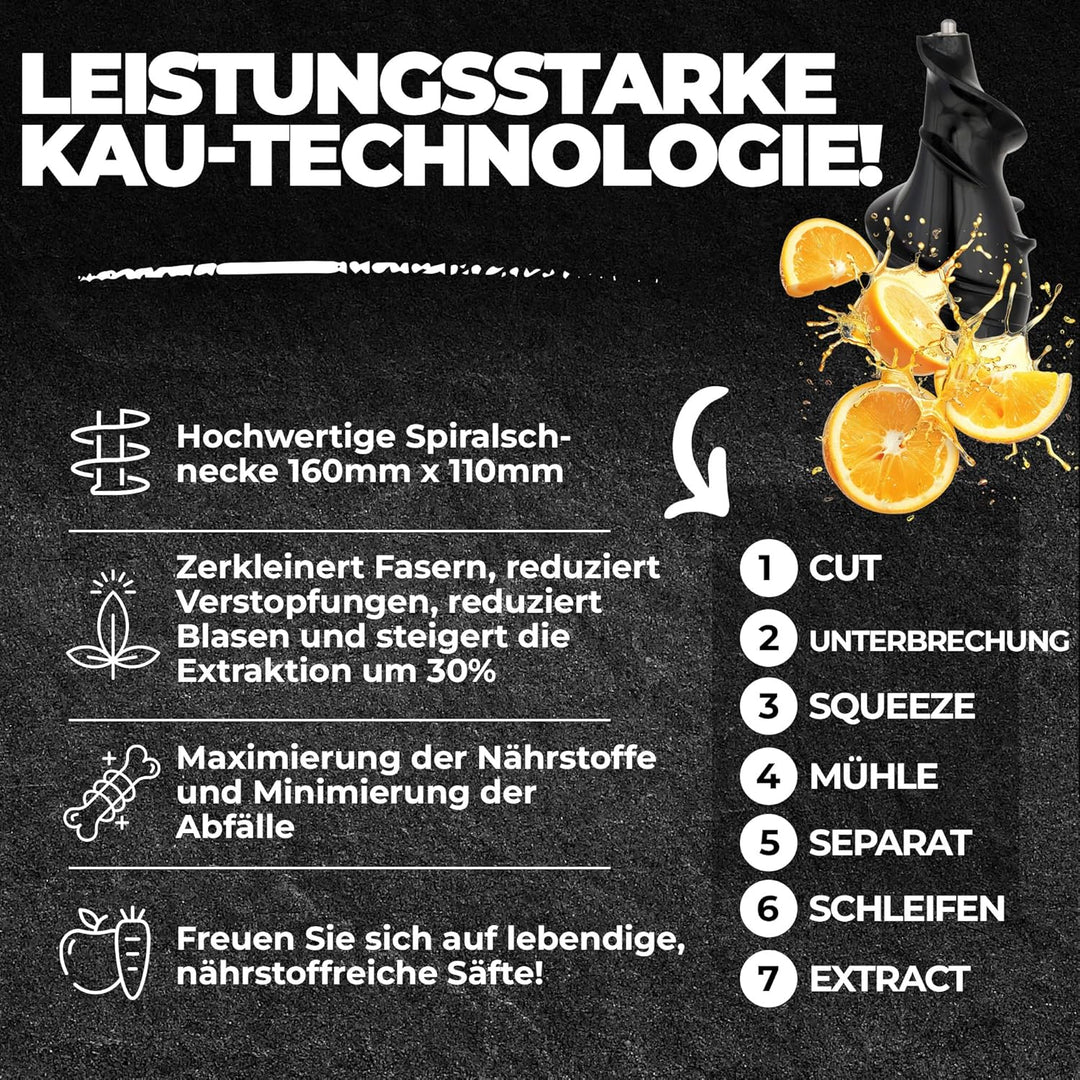 Nebula Grande 45RPM Cold Press Slow Juicer - Ganzes Obst und Gemüse, frischer, gesunder Saft, Sorbet