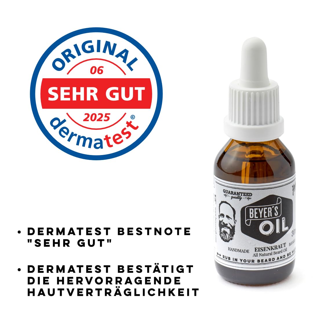 Beyer's Oil Bartöl Eisenkraut 30ml - 100% natürlich - Macht den Bart weich Eisenkraut (Herb frisch)