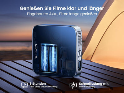 Mini Beamer, DLP Ultrakurzdistanz Smart Beamer Akku mit Android 11.0, WiFi6 Bluetooth Portabler Beam