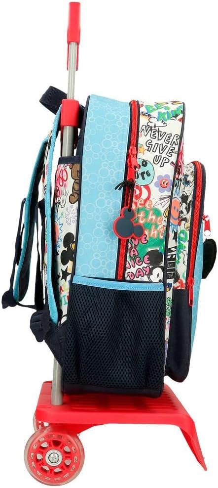 Disney Mickey Be Cool Schulrucksack mit blauem Trolley 30x38x12 cm Polyester 13.68L Rucksack 38 + Tr