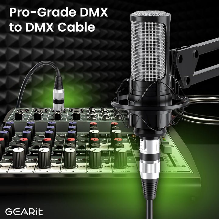GearIT DMX auf DMX Bühnenbeleuchtungskabel (15 m, 2er-Pack) DMX Stecker auf Buchse (XLR-kompatibel),