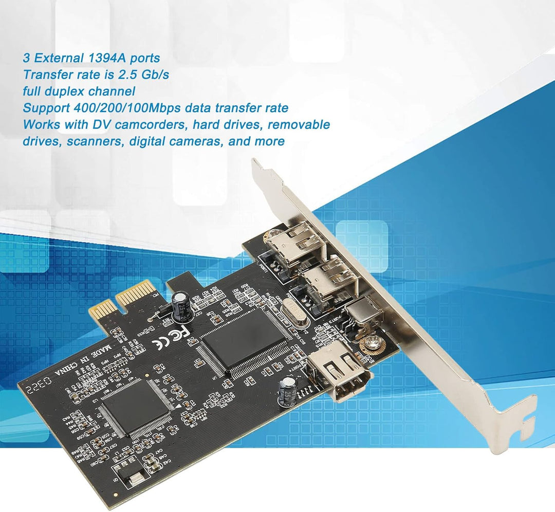 Bewinner PCIe Firewire Karte für 10, PCI E Firewire Controller Karte 4 Ports mit Low Profile Halteru
