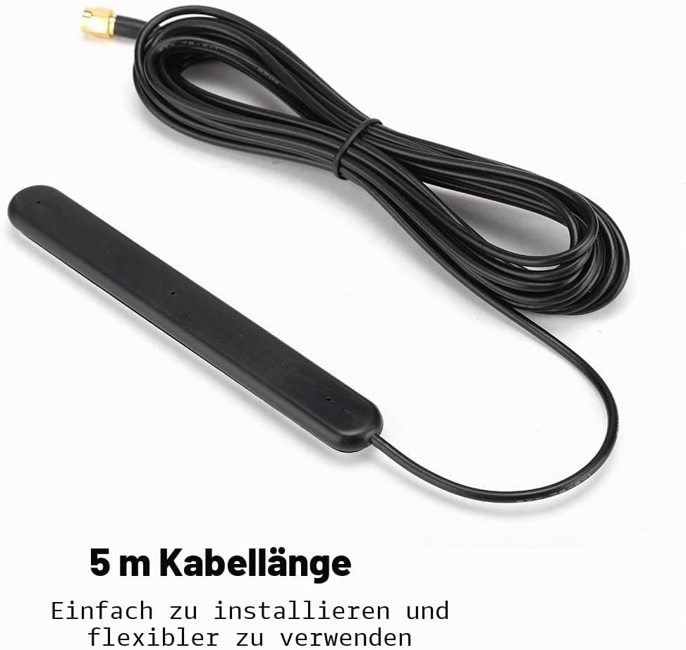 Greensen FM-Antenne, DAB-Antenne Digitale Radioantenne 5M SMA 20dB Signalempfang Klebemontage für FM