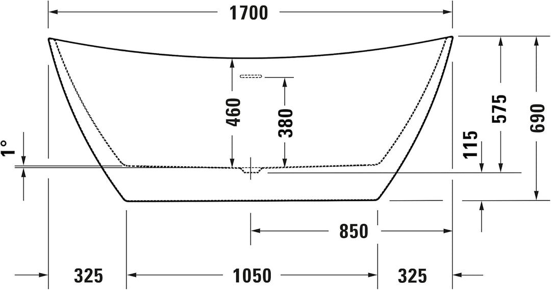 DURAVIT Freistehende Badewanne aus Acryl Standbadewanne DuraBerk in Weiss 170x70 cm Füllmenge: 202 l