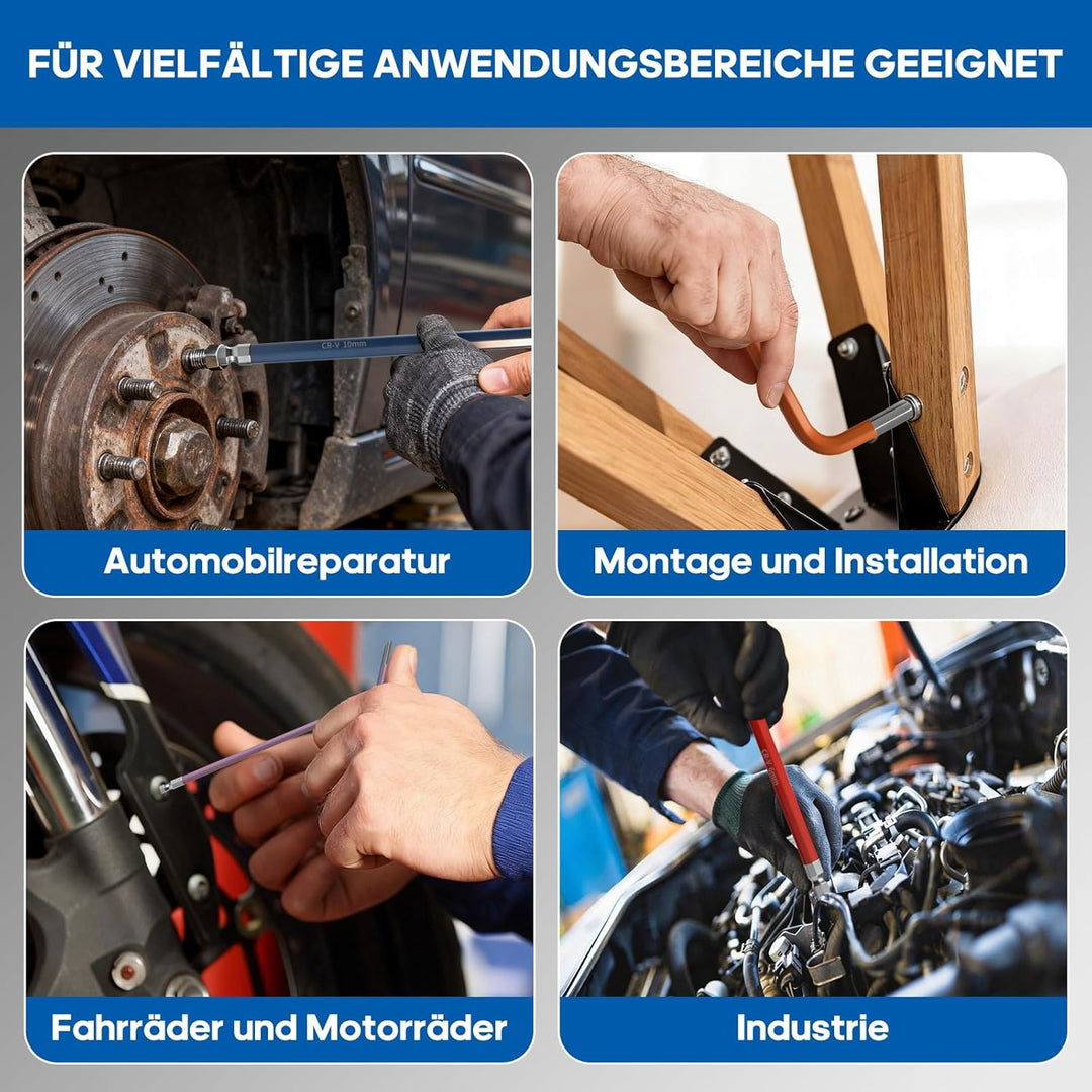 13 Stück Innensechskantschlüssel Satz mit Kugelkopf - 1,27-10 mm Imbusschlüssel Satz aus Cr-V-Stahl