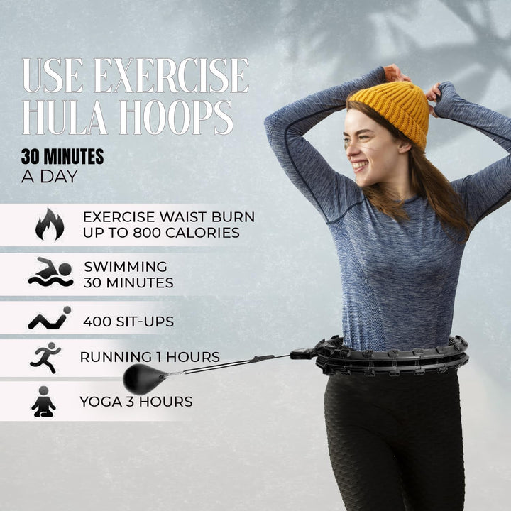 Smart Hula-Hoop, gewichteter Hula-Hoop, verstellbar, für Fitnessübungen, gewichtet, 27 abnehmbare Kn