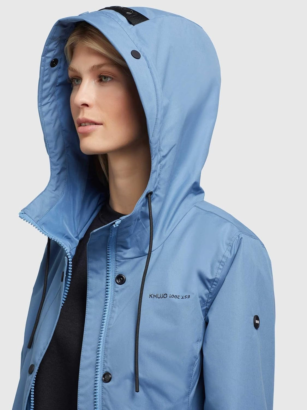 khujo Damen Mantel Trenchcoat Lauren3 Trench Übergangsjacke Kurzmantel XXL Sea-Blue, XXL Sea-Blue