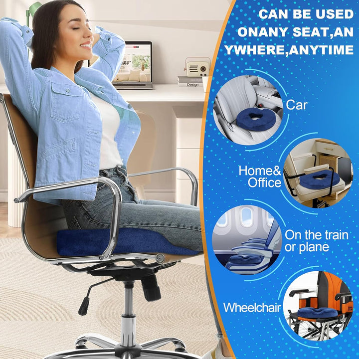 Donut Sitzkissen aus Memory Foam – Ergonomisches Ringkissen für Büro, Auto & Homeoffice – Druckentla