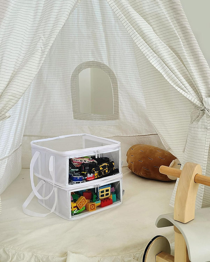 holay 2er-Packung Aufbewahrung Behälter PVC Boxen with Transparent Deckel & Griffe - Langlebig & Fal