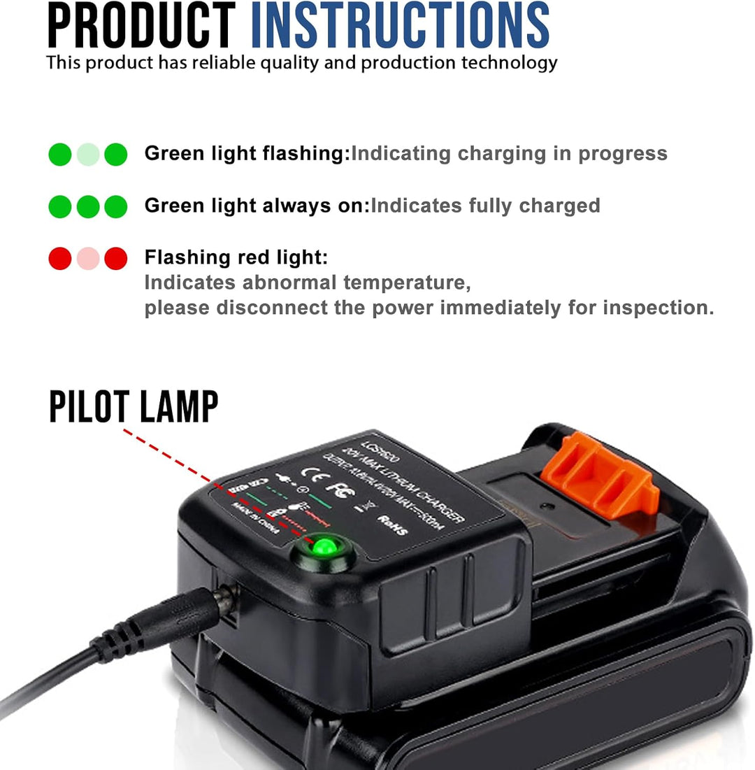 18V/20V Ladegerät Kompatibel Mit Black & Decker, Ladegerät Lithium-Akku Lithium-Ionen-Ladegerät BL20