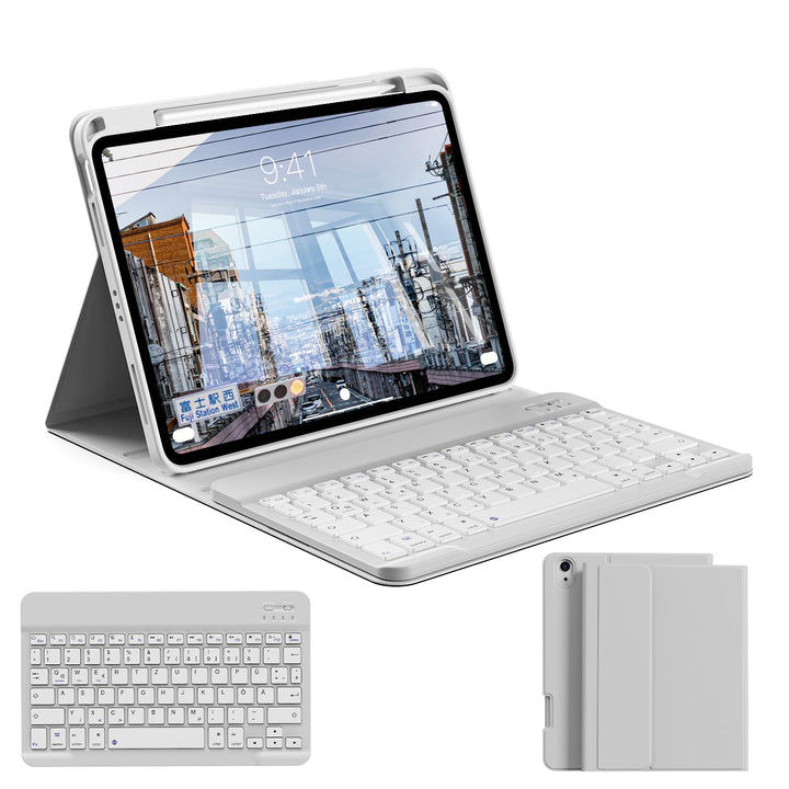 Hülle mit Tastatur für iPad 11. Generation 2025 A16 / iPad 10. Generation 2022 10,9 Zoll, Magnetisch