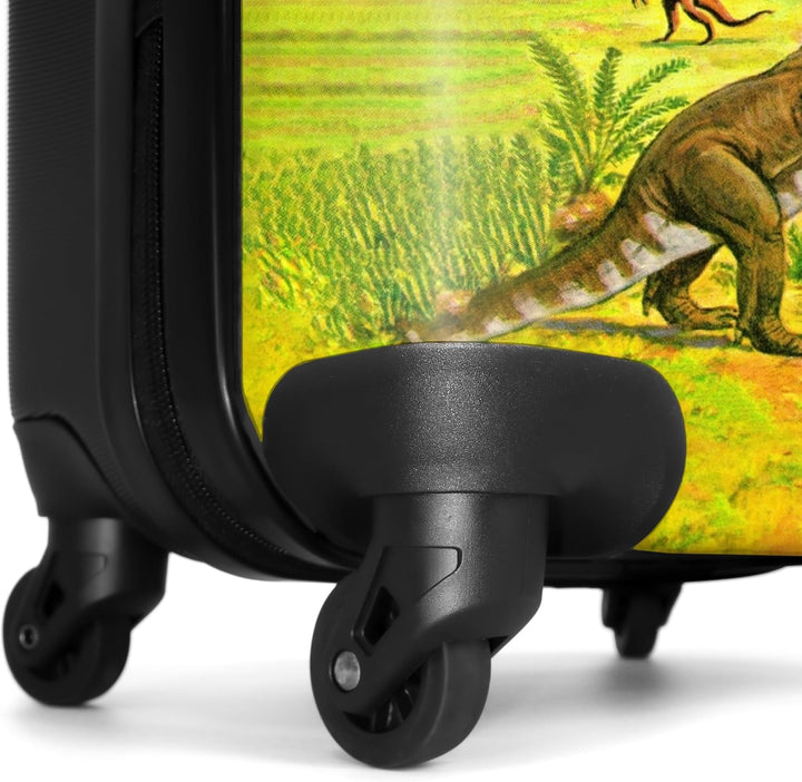 NoBoringSuitcases.com® Kinderkoffer Jungen - Koffer Kinder - Hartschalenkoffer Dinos - Koffer Gelb G