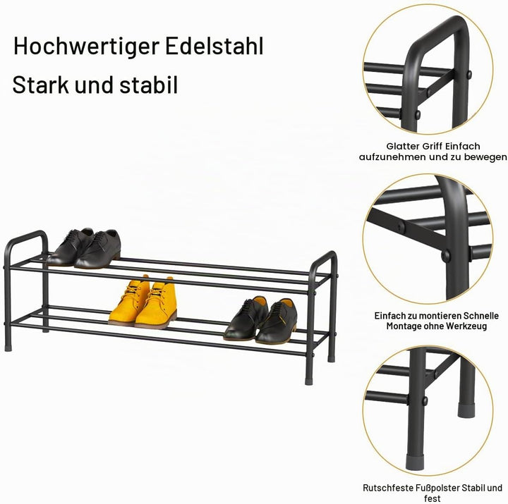 FANHAO Schuhregal, Schuhregale 2 Ebenen Edelstahl, Schuh-Organizer für bis zu 9-12 Paar Schuhe, Schu