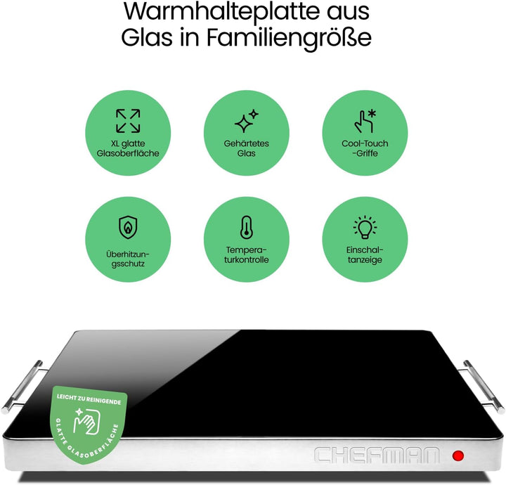 Chefman Elektrische Warmhalteplatte mit Einstellbarer Temperatur, Perfekt für Buffets, Restaurants,