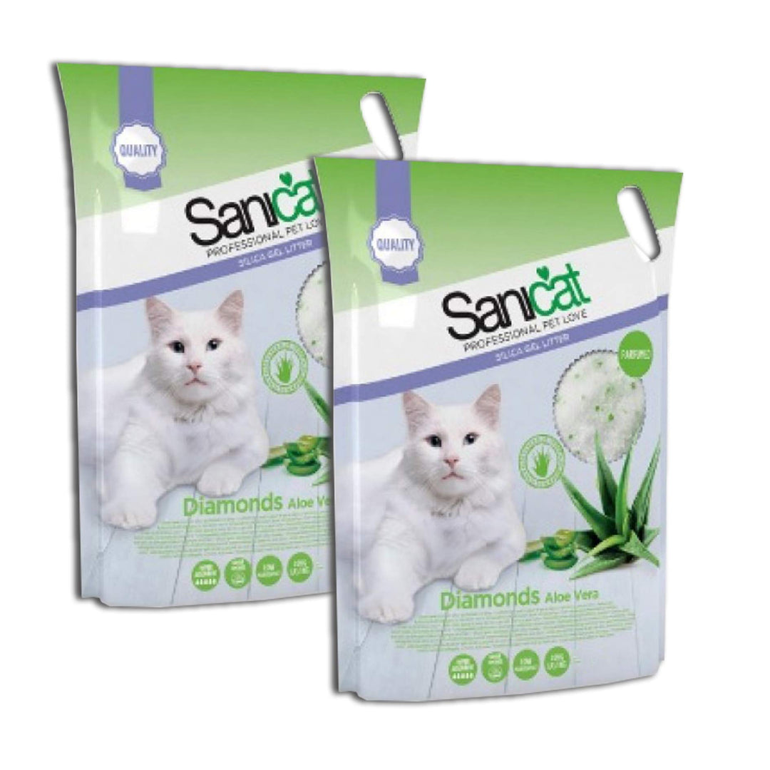 Sanicat Katzenstreu auf Silicium Katze Diamonds Duft Aloe 2 x 15l.